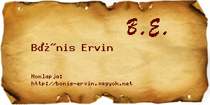 Bónis Ervin névjegykártya
